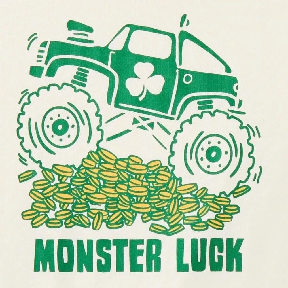 Way to Celebrate Kids‎ Monster Luck St Patricks Day Graphic Tee Cream Green L